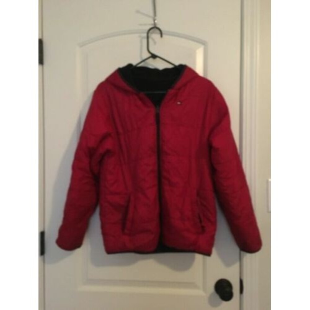 Tommy Hilfiger Coat Jacket Zip Up Reversible Size XL Red & Blue